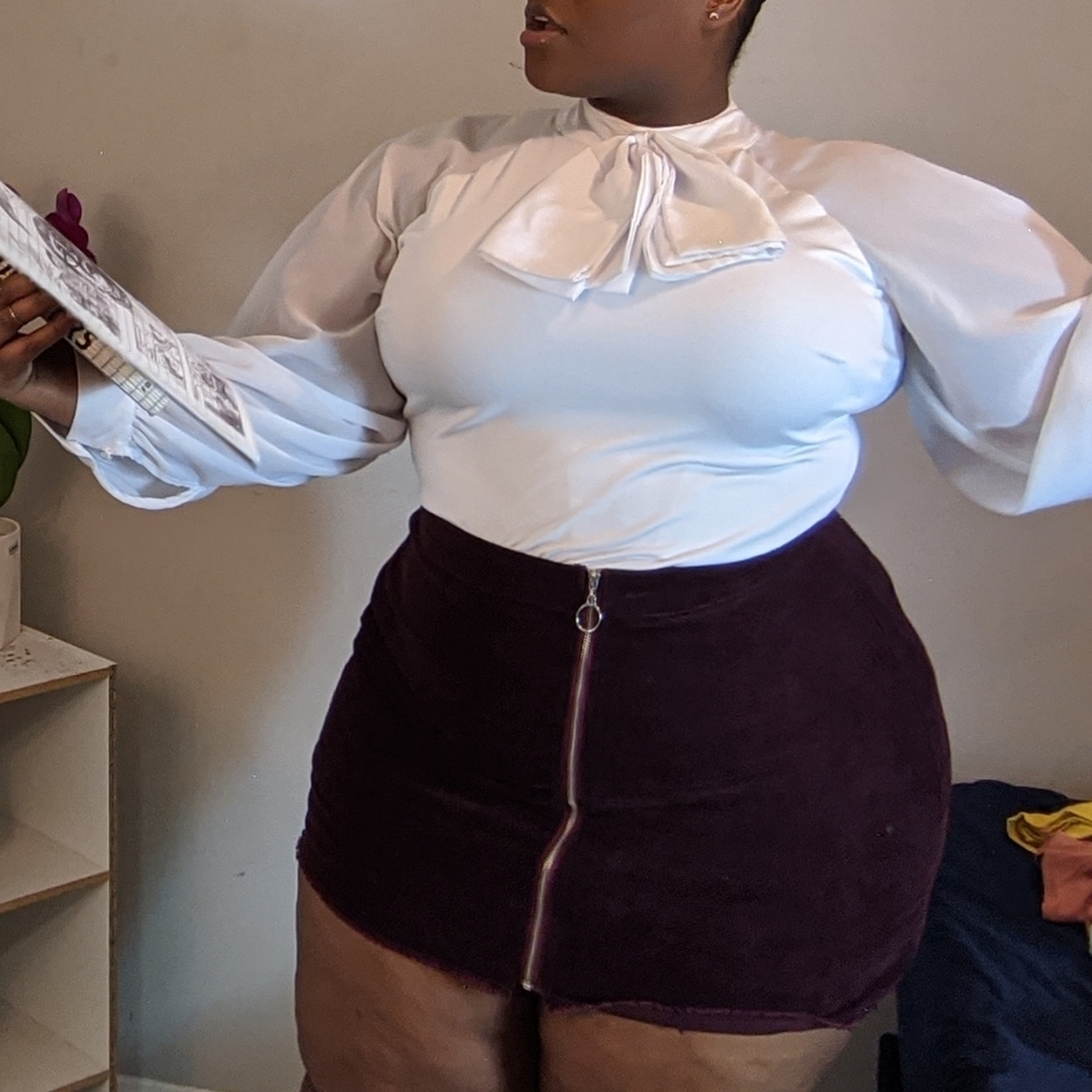 Burgundy mini skirt